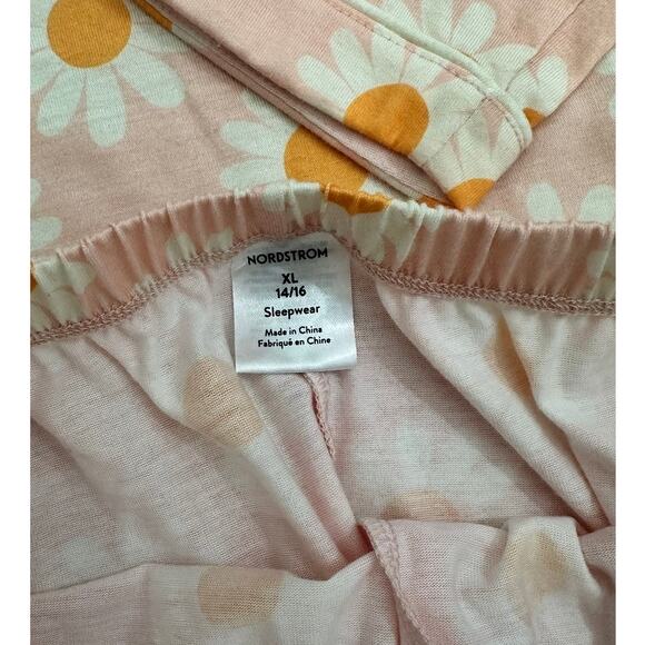 Nordstrom Kids Pajama Set Pink Daisy Size XL 14-16y - Picture 4 of 4